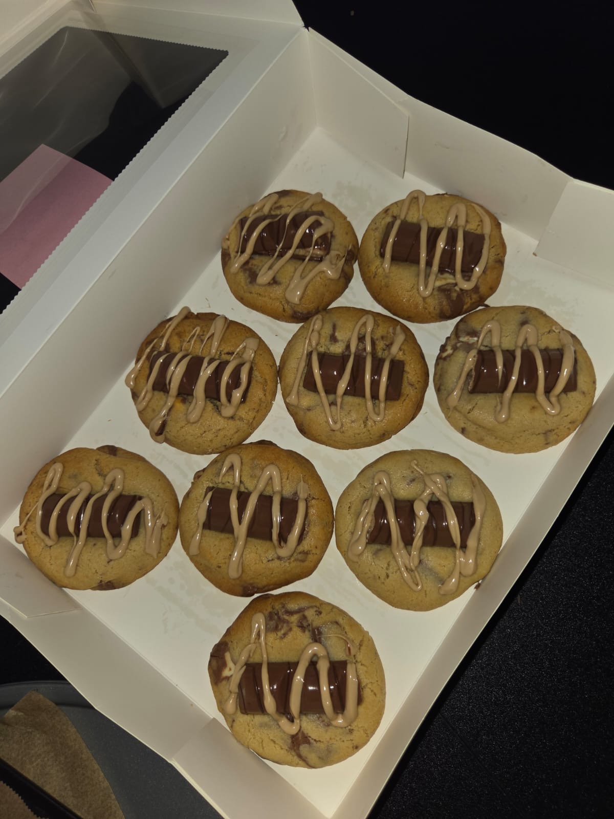 Stuffed Kinder Cookies arranged in a box